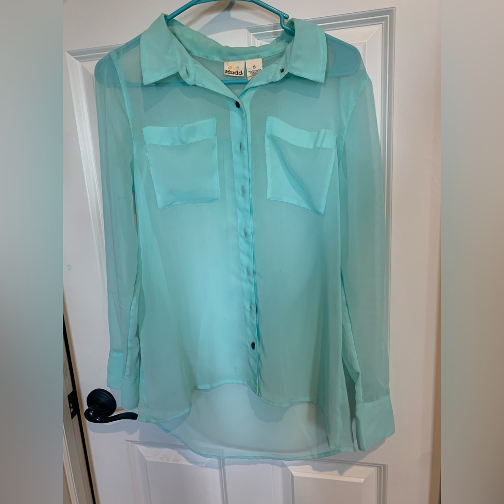 Mudd Sheer Button Down Blouse